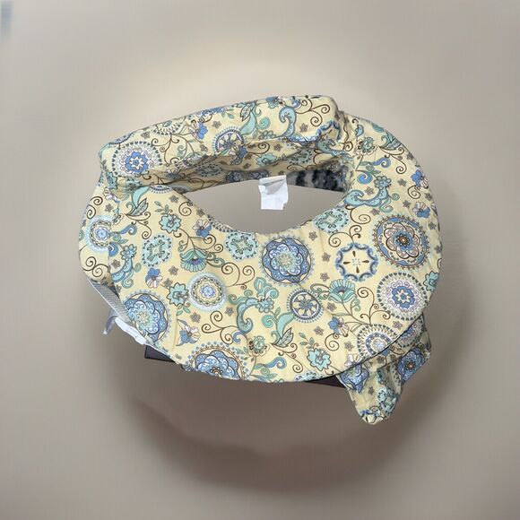 My Brest Friend Original Nursing Pillow for Breastfeeding, Yellow & Blue Paisley - Picture 2 of 10